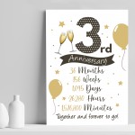 3rd Wedding Anniversary Gift Print Mr & Mrs Anniversary Gifts