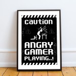 Retro Gaming Sign Gaming Print Framed Angry Gamer Gift Funny