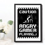 Retro Gaming Sign Gaming Print Framed Angry Gamer Gift Funny