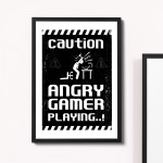 Retro Gaming Sign Gaming Print Framed Angry Gamer Gift Funny