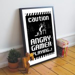 Retro Gaming Sign Gaming Print Framed Angry Gamer Gift Funny