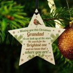 Grandad Robin Memorial Chirstmas Tree Bauble Wood Star Xmas Gift