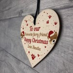 Dogs First Christmas Bauble Decoration Wood Heart Dog Tree Decor