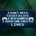 Blue Retro Gaming Sign Funny Gamer Gift Boys Bedroom Man Cave