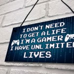 Blue Retro Gaming Sign Funny Gamer Gift Boys Bedroom Man Cave