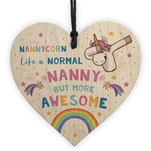 Nannycorn Wood Heart Nanny Unicorn Gift Nanny Birthday Christmas