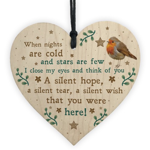 Robin Christmas Memorial Bauble For Mum Nan Dad Grandad Heart