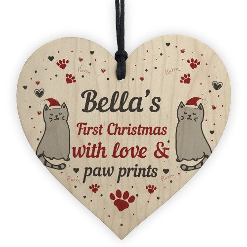 Personalised Cats First Christmas Paw Bauble Family Pet Keepsake