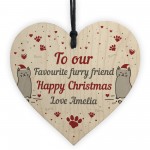 Personalised Cat Kitten First Christmas Heart Bauble Family Pet