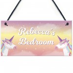 Personalised Colour Unicorn Door Name Plaque Girl Boy Bedroom