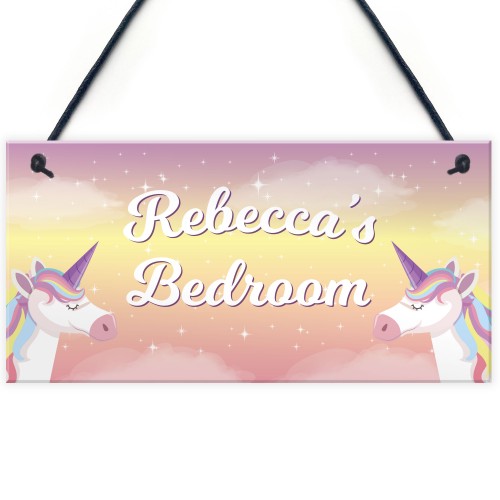 Personalised Colour Unicorn Door Name Plaque Girl Boy Bedroom