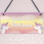 Personalised Colour Unicorn Door Name Plaque Girl Boy Bedroom