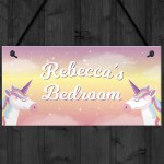 Personalised Colour Unicorn Door Name Plaque Girl Boy Bedroom