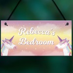 Personalised Colour Unicorn Door Name Plaque Girl Boy Bedroom