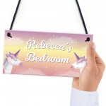 Personalised Colour Unicorn Door Name Plaque Girl Boy Bedroom