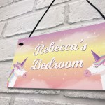 Personalised Colour Unicorn Door Name Plaque Girl Boy Bedroom