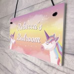 Personalised Colour Unicorn Door Name Plaque Girl Boy Bedroom