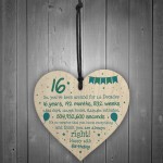 Rude Funny 16th Birthday Gift For Daughter Son Wooden Heart 16th