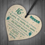 Rude Funny 16th Birthday Gift For Daughter Son Wooden Heart 16th