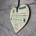 Rude Funny 16th Birthday Gift For Daughter Son Wooden Heart 16th