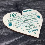 Rude Funny 16th Birthday Gift For Daughter Son Wooden Heart 16th