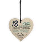 Funny 18th Birthday Gift Hanging Wood Heart Daughter Son Gifts