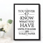 Funny Toilet Loo Sign Framed Print Novelty Bathroom Sign Gift