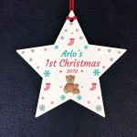 Baby 1st Christmas Gift Personalised Wooden Star Boy Girl Gift