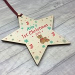 Baby 1st Christmas Gift Personalised Wooden Star Boy Girl Gift