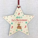 Baby 1st Christmas Gift Personalised Wooden Star Boy Girl Gift