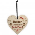 Pets First Christmas Bauble Decoration Wood Heart Santa Paws Dog