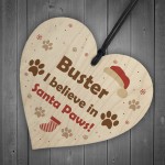 Pets First Christmas Bauble Decoration Wood Heart Santa Paws Dog