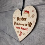 Pets First Christmas Bauble Decoration Wood Heart Santa Paws Dog