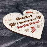 Pets First Christmas Bauble Decoration Wood Heart Santa Paws Dog