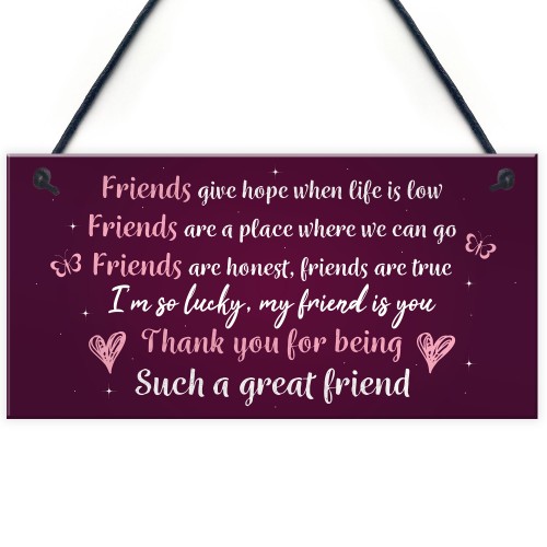 Thank You Gift For Best Friend Hanging Friendship Sign