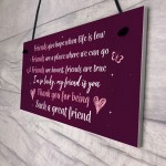 Thank You Gift For Best Friend Hanging Friendship Sign