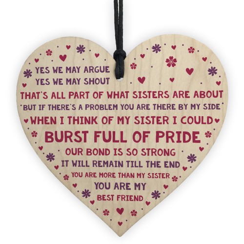 Sister Gifts Handmade Fun Sister Plaque Wood Heart Keepsake