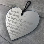 5th Anniversary Gift For Him Her 5th Wedding Anniversary Heart