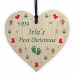 First Christmas Bauble Wooden Heart Babys 1st Christmas Bauble