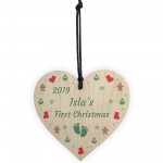 First Christmas Bauble Wooden Heart Babys 1st Christmas Bauble