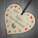 First Christmas Bauble Wooden Heart Babys 1st Christmas Bauble