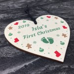 First Christmas Bauble Wooden Heart Babys 1st Christmas Bauble