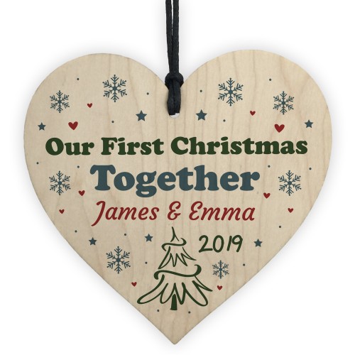 Our First Christmas Together Wood Heart 1st Xmas Tree Decoration