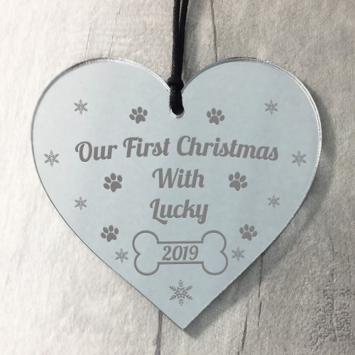 Handmade Pets First Christmas Bauble Heart Dog Cat Pet Sign