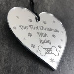 Handmade Pets First Christmas Bauble Heart Dog Cat Pet Sign