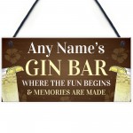 Funny Best Friend Gift Personalised Gin Sign For Bar Kitchen