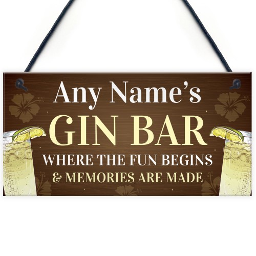 Funny Best Friend Gift Personalised Gin Sign For Bar Kitchen