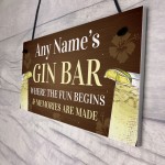 Funny Best Friend Gift Personalised Gin Sign For Bar Kitchen