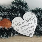 Personalised Mr & Mrs Gift Mirror Acrylic Engraved Heart Wedding