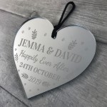 Personalised Wedding Mr & Mrs Mirror Acrylic Heart Keepsake 